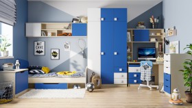 Детская комната Скай (Синий/Белый/корпус Клен) в Канске - kansk.katalogmebeli.com | фото