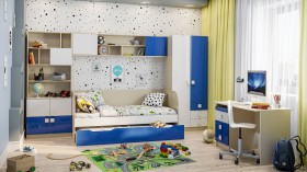 Детская комната Скай Люкс (Синий/Белый/корпус Клен) в Канске - kansk.katalogmebeli.com | фото