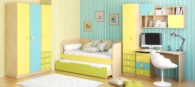 Детская комната Смайли (Желтый/Голубой/Зеленый/корпус Клен) в Канске - kansk.katalogmebeli.com | фото