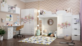 Детская комната Совушки (Белый/корпус Выбеленное дерево) в Канске - kansk.katalogmebeli.com | фото