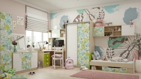 Детская комната Твит (Белый/Зеленый/корпус Клен) в Канске - kansk.katalogmebeli.com | фото