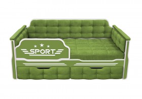 Кровать 170 серии Спорт 2 ящика 76 Зелёный (мягкие боковые накладки) в Канске - kansk.katalogmebeli.com | фото