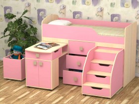 Кровать детская Фея 1.6 Дуб молочный/Розовый в Канске - kansk.katalogmebeli.com | фото