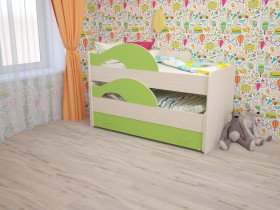 Кровать детская Радуга 1600 Млечный дуб/Салатовый в Канске - kansk.katalogmebeli.com | фото
