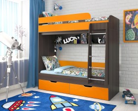 Кровать двухъярусная Юниор-5  Бодего/Оранжевый в Канске - kansk.katalogmebeli.com | фото