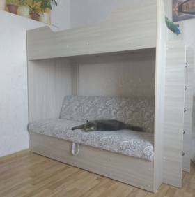 Кровать двухъярусная с диваном (Беленый дуб) в Канске - kansk.katalogmebeli.com | фото
