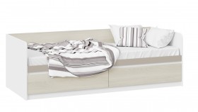 Кровать «Сканди» с 2 ящиками Дуб Гарден/Белый/Глиняный серый в Канске - kansk.katalogmebeli.com | фото 1