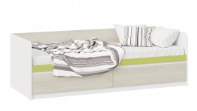Кровать «Сканди» с 2 ящиками Дуб Гарден/Белый/Зеленый в Канске - kansk.katalogmebeli.com | фото