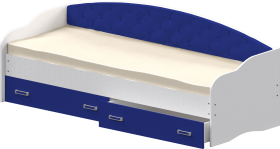 Кровать Софа-7 с мягкой спинкой (800х1900) Белый/Синий в Канске - kansk.katalogmebeli.com | фото