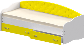 Кровать Софа-7 с мягкой спинкой (800х2000) Белый/Желтый в Канске - kansk.katalogmebeli.com | фото