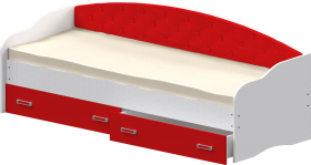 Кровать Софа-7 с мягкой спинкой (800х2000) Белый/Красный в Канске - kansk.katalogmebeli.com | фото