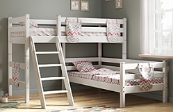 Кровать Соня вариант 8 угловая с наклонной лестницей Белый полупрозрачный в Канске - kansk.katalogmebeli.com | фото