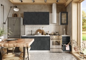 Кухонный гарнитур Нувель 1800мм белый/бетон черный в Канске - kansk.katalogmebeli.com | фото