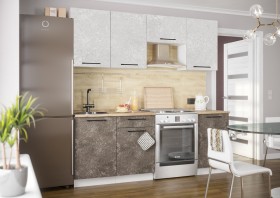 Кухонный гарнитур Нувель 2100мм белый/бетон коричневый в Канске - kansk.katalogmebeli.com | фото 1