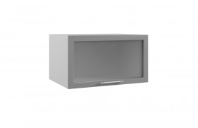 Квадро ГВПГС 800 шкаф верхний горизонтальный глубокий со стеклом высокий (Железо/корпус Серый) в Канске - kansk.katalogmebeli.com | фото