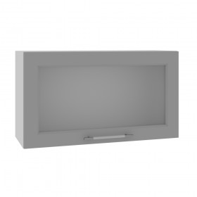 Квадро ВПГС 800 шкаф верхний горизонтальный со стеклом высокий (Ваниль кожа/корпус Серый) в Канске - kansk.katalogmebeli.com | фото