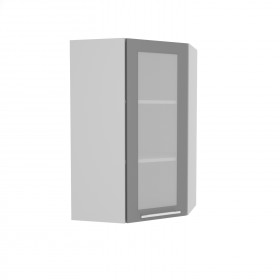 Квадро ВПУС 550 шкаф верхний угловой со стеклом высокий (Железо/корпус Серый) в Канске - kansk.katalogmebeli.com | фото
