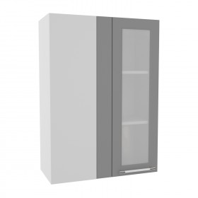 Квадро ВПУС 650 шкаф верхний угловой со стеклом высокий (Железо/корпус Серый) в Канске - kansk.katalogmebeli.com | фото