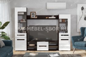 Мебель для гостиной МГС 6 (Исполнение 1/Венге/Белый глянец) в Канске - kansk.katalogmebeli.com | фото