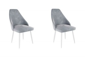 Набор стульев Милан 2 шт (серый велюр/белый) в Канске - kansk.katalogmebeli.com | фото