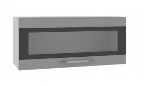 Норд ШВГС 800 Шкаф верхний горизонтальный со стеклом (Софт черный/корпус Белый) в Канске - kansk.katalogmebeli.com | фото