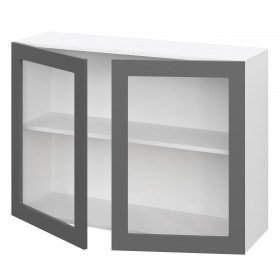 Норд ШВС 1000 Шкаф верхний со стеклом (Софт черный/корпус Белый) в Канске - kansk.katalogmebeli.com | фото