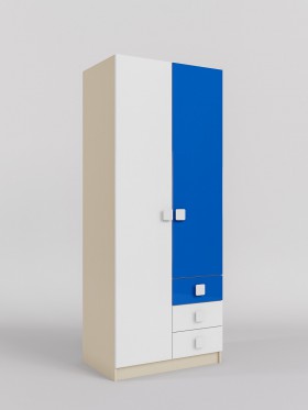 Шкаф 2-х створчатый с ящиками Скай люкс (Синий/Белый/корпус Клен) в Канске - kansk.katalogmebeli.com | фото