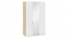 Шкаф комбинированный с 2 глухими и 1 зеркальной дверями правый «Эмбер» Яблоня Беллуно/Белый глянец в Канске - kansk.katalogmebeli.com | фото
