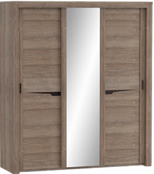 Шкаф трехдверный Соренто с раздвижными дверями Дуб стирлинг/Кофе структурный матовый в Канске - kansk.katalogmebeli.com | фото 1