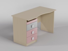 Стол (столешница с выемкой) Грэйси (Розовый/Серый/корпус Клен) в Канске - kansk.katalogmebeli.com | фото